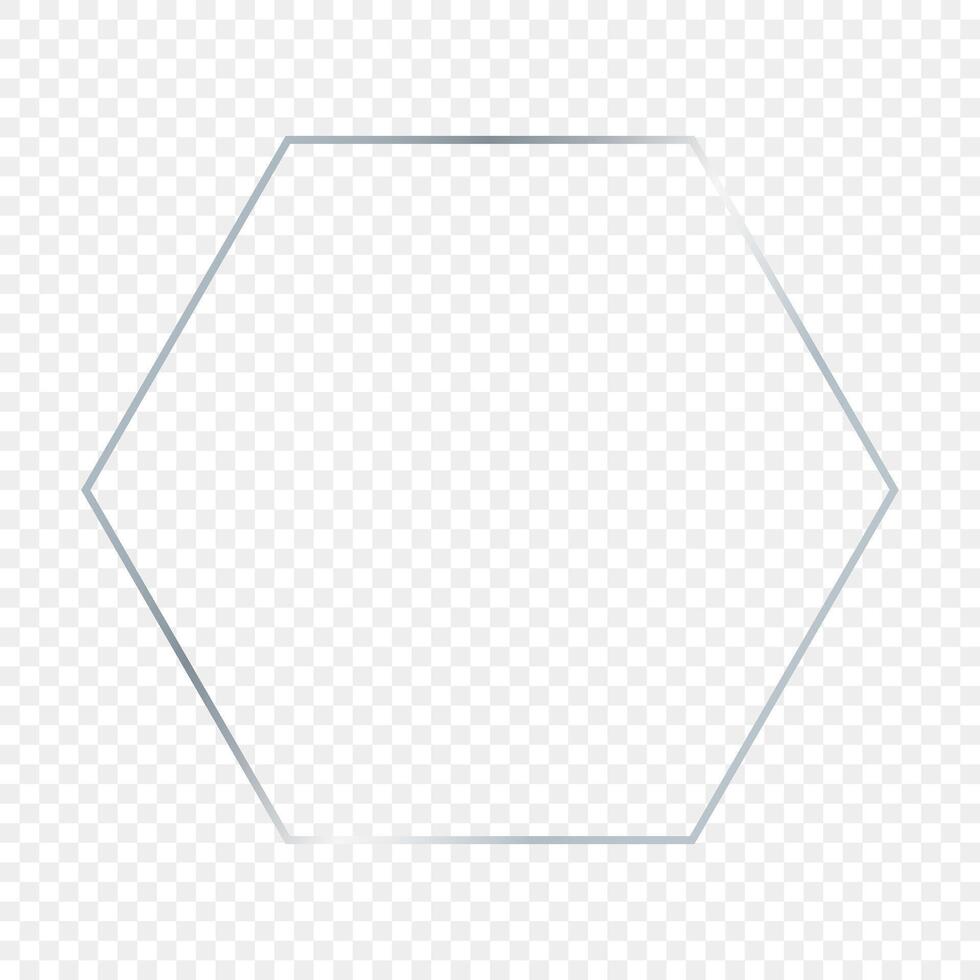 Silver glowing hexagon frame vector