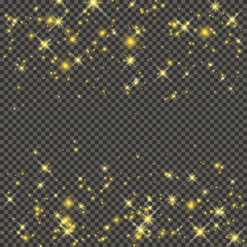 Gold glittering dust on a gray background. Dust with gold glitter effect and empty space for your text. illustration vector