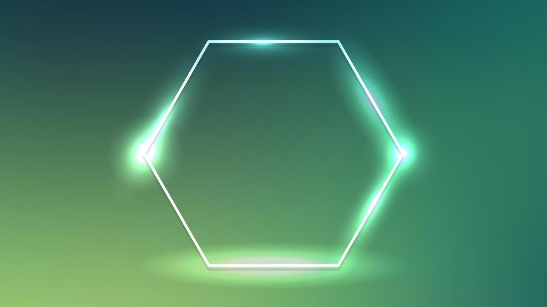 Neon hexagon frame with shining effects vector