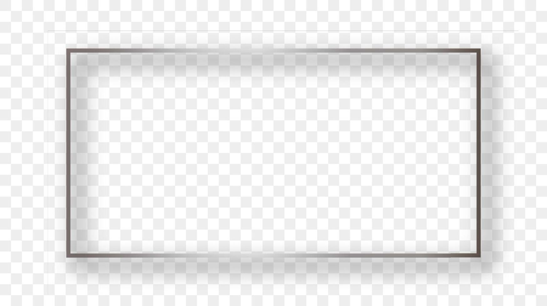 Silver glowing rectangular shape frame with shadow vector