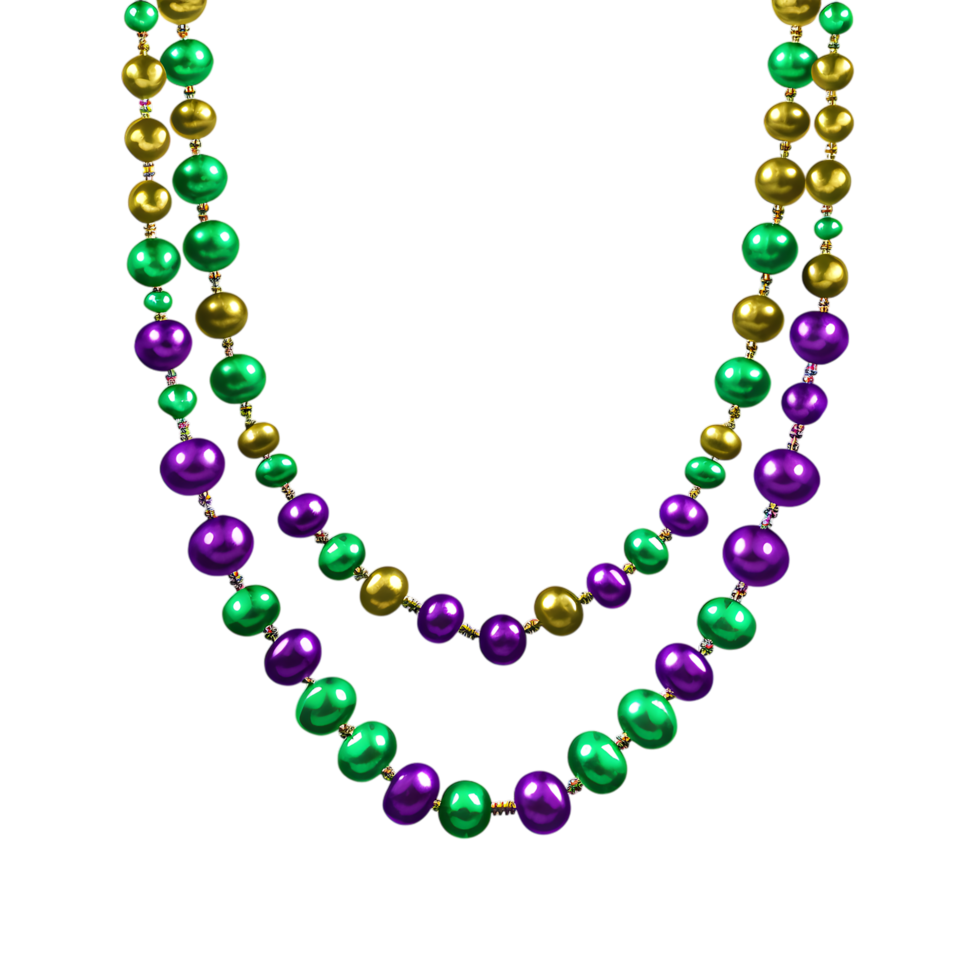 Multicolored Mardi Gras Beads Necklace png