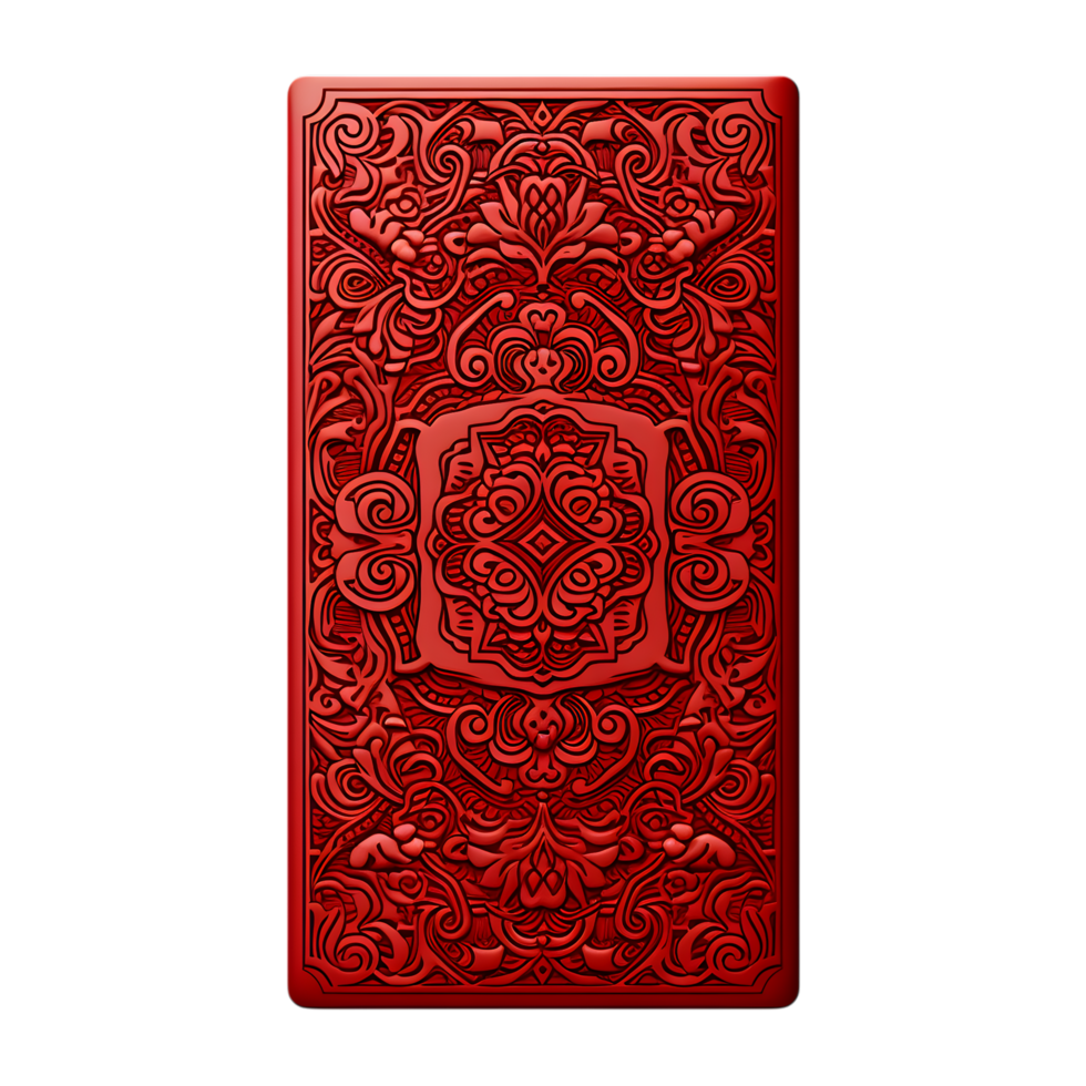 Textured Red Book Cover with Ornamental Floral Pattern png