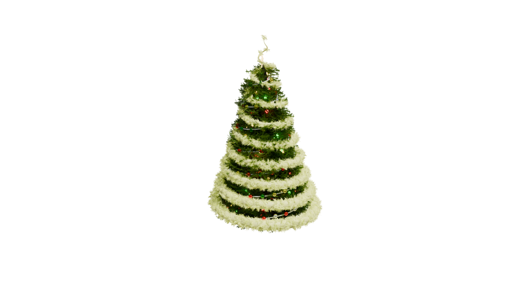 A christmas tree with a white and green design png