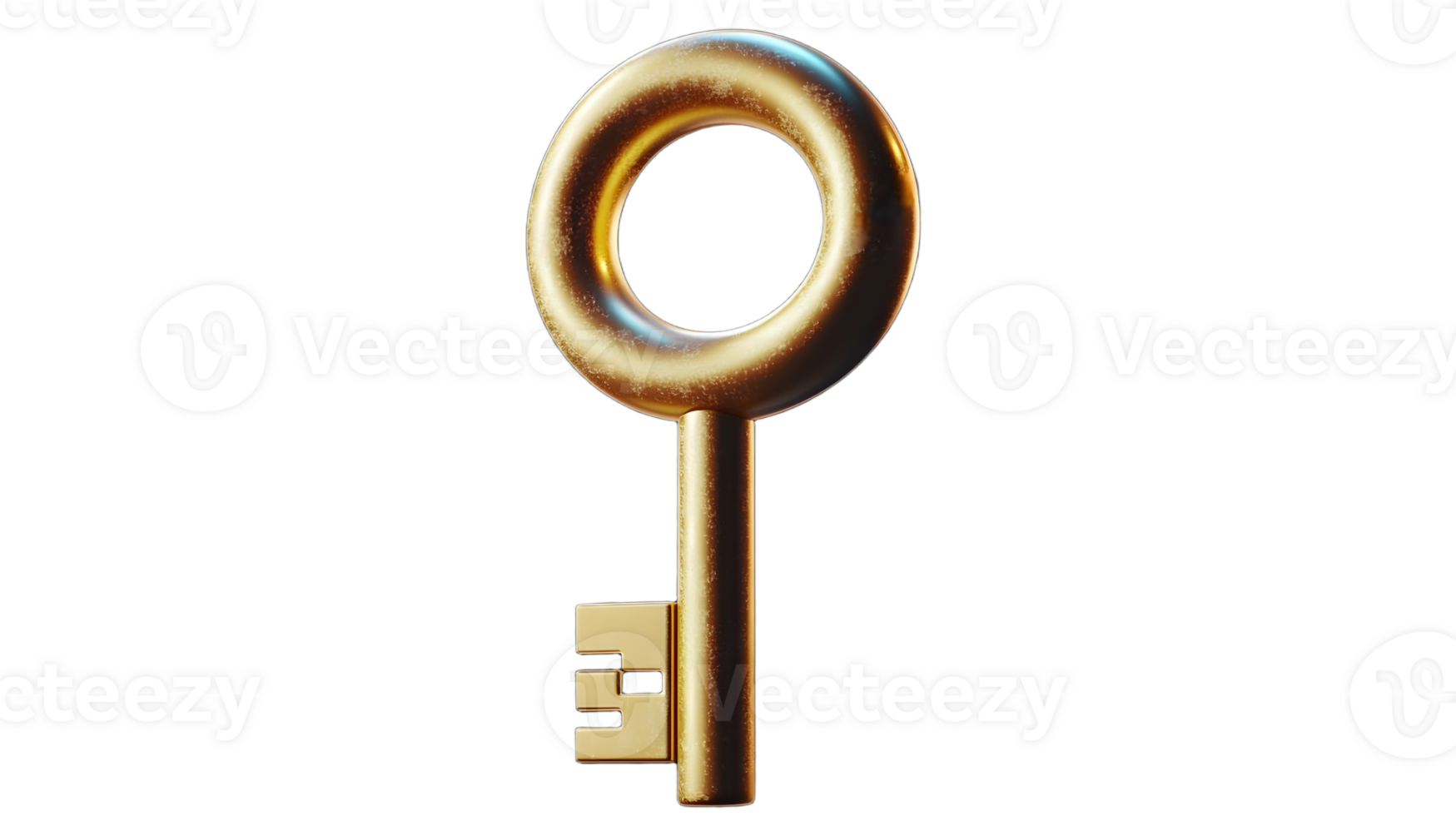 Golden key with a circular handle. png