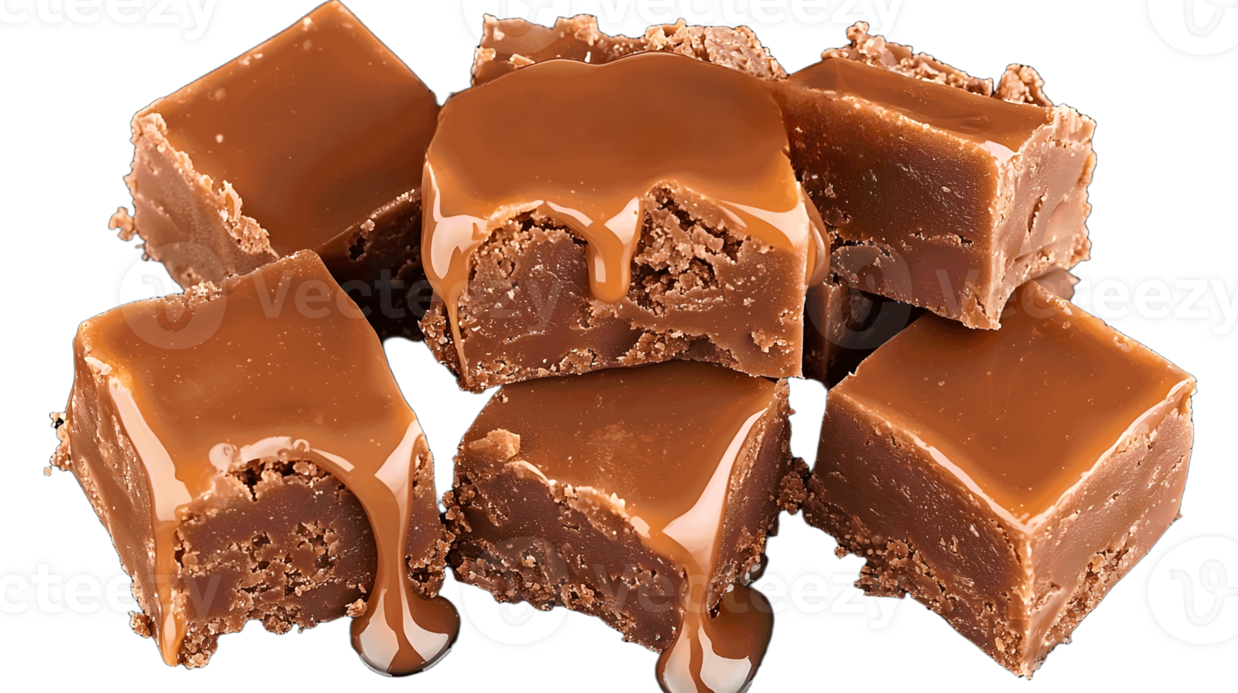 Delicious caramel cubes with a rich drizzle. png