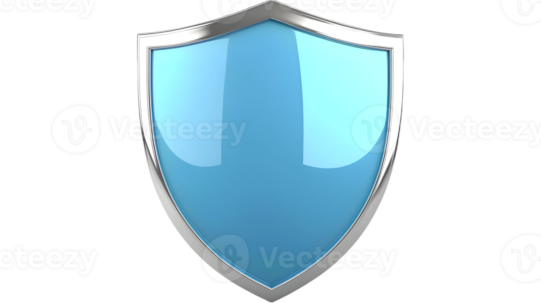 Shiny blue shield icon with metallic border. png