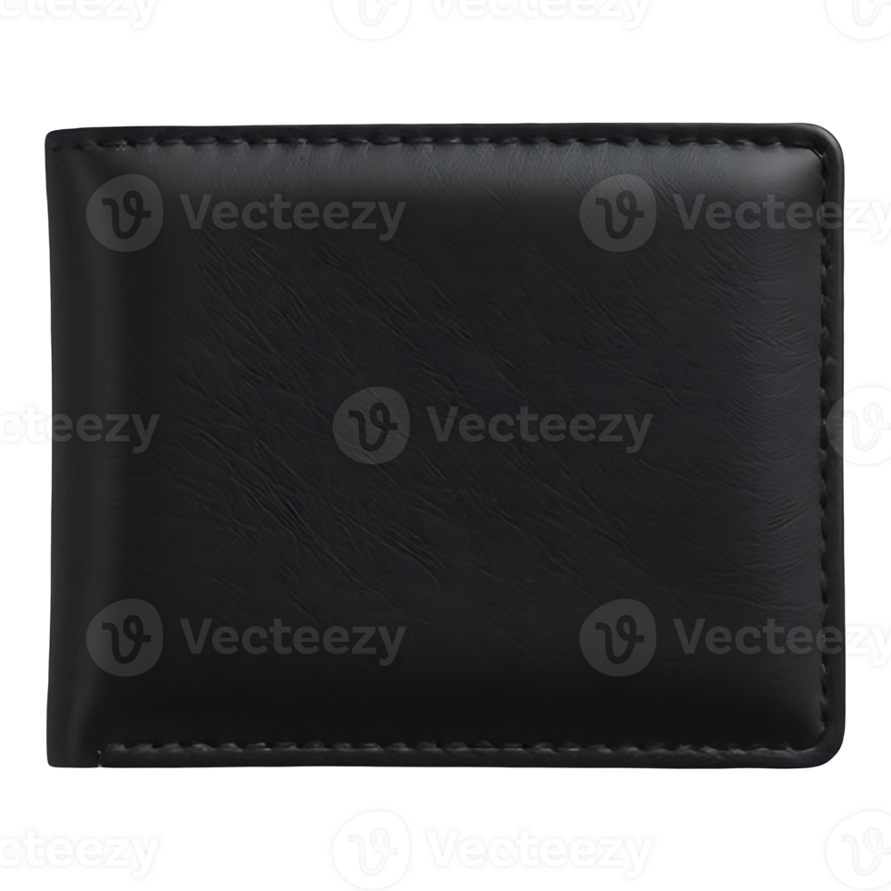 A plain black leather wallet. png