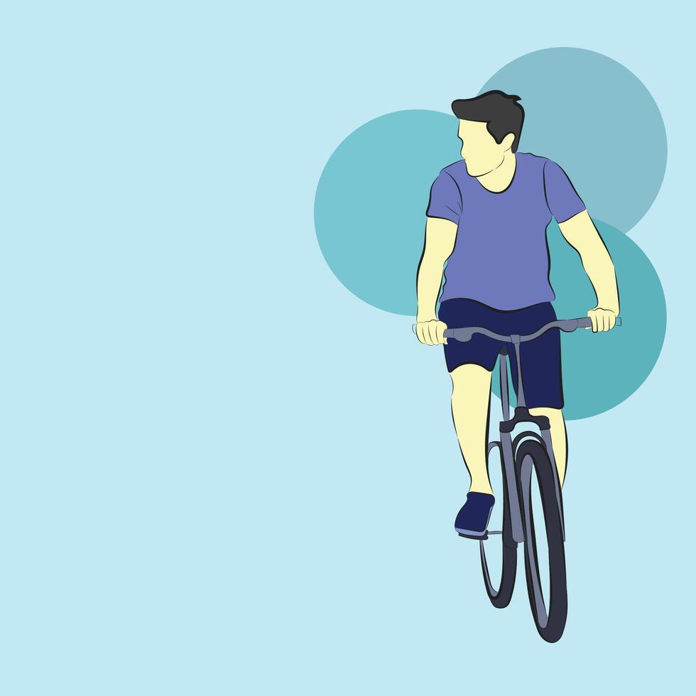 post template background for social media with an illustration of a man cycling vector