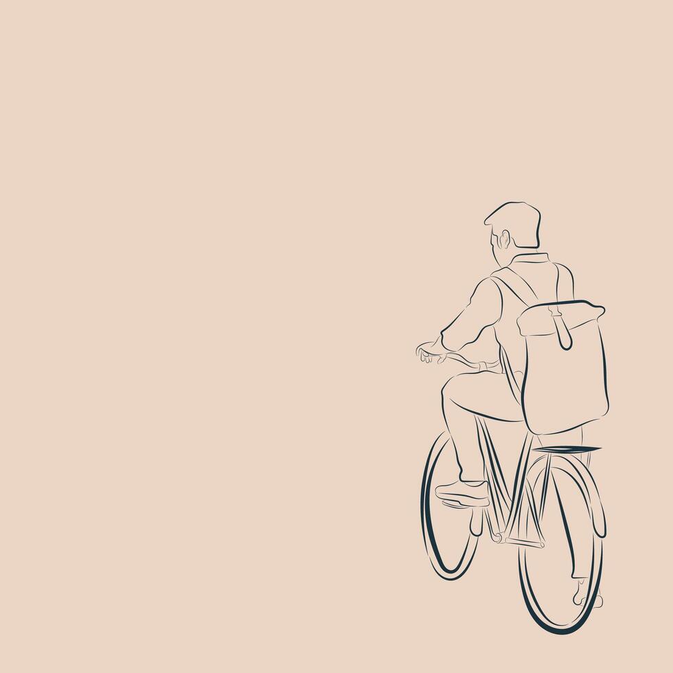 post template for social media using illustration of a man cycling with bag vector