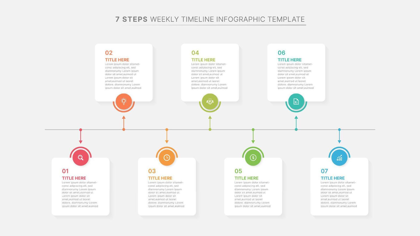 Timeline Infographic Template Design with 7 Options vector
