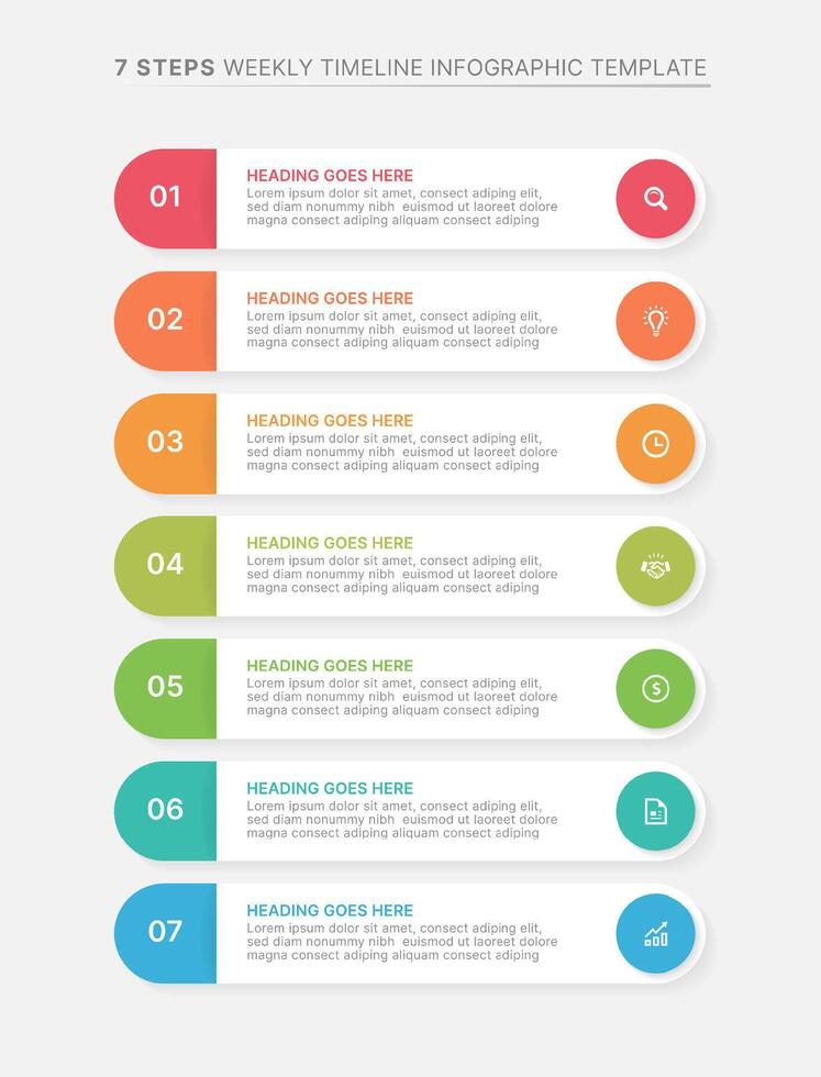 Weekly Planner Organizer Infographic Template Design with 7 Options vector