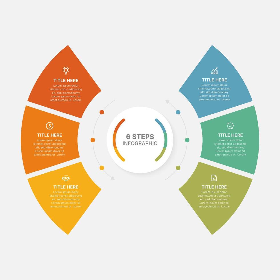 Modern Circular Cycle Infographic Design Template with 6 Data Points vector