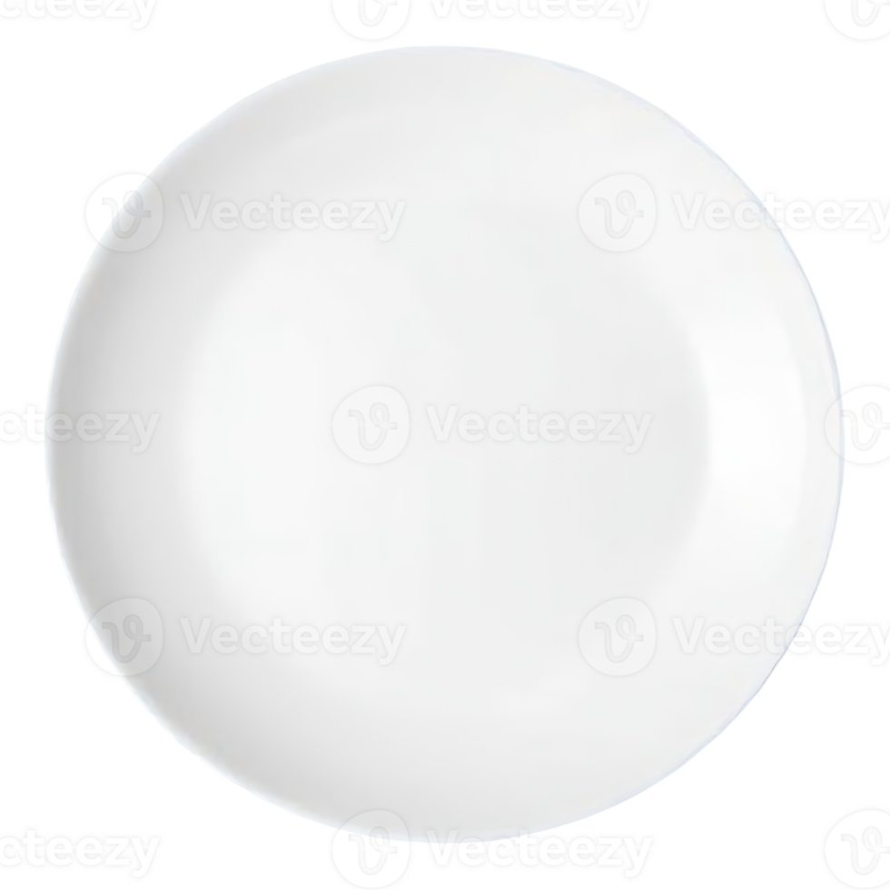 A clean, white circular plate with a slight sheen. png