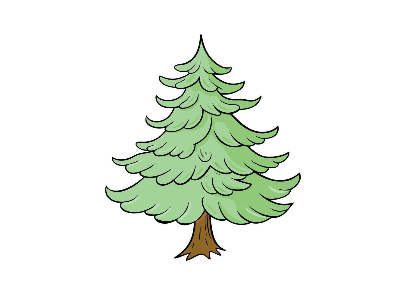 Charming Cartoon Pine Tree Illustration - Whimsical Evergreen Art vector