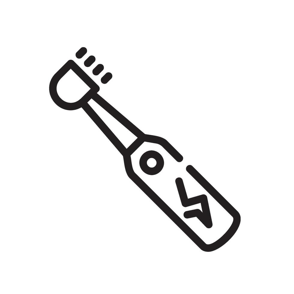 electric toothbrush Line Icon White Background vector