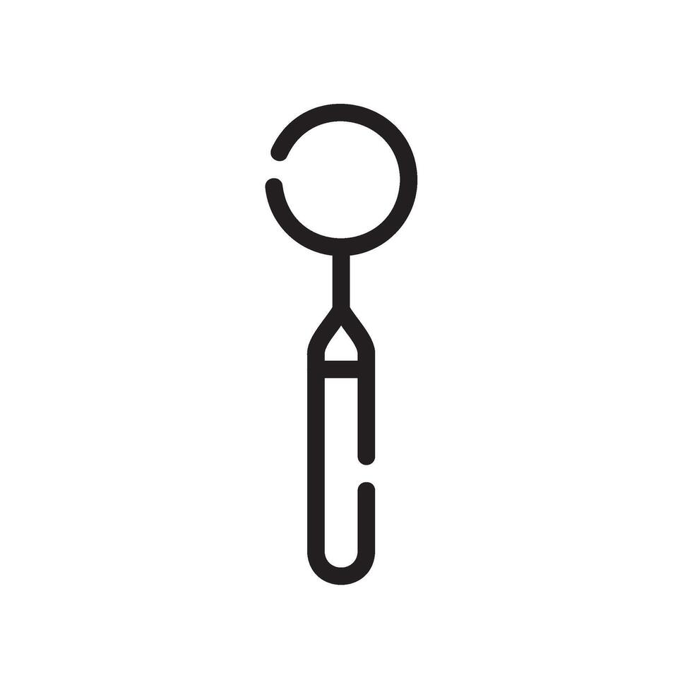 mouth mirror Line Icon White Background vector