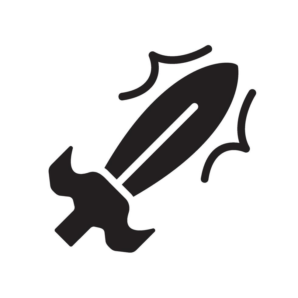 sword Glyph Icon White Background vector