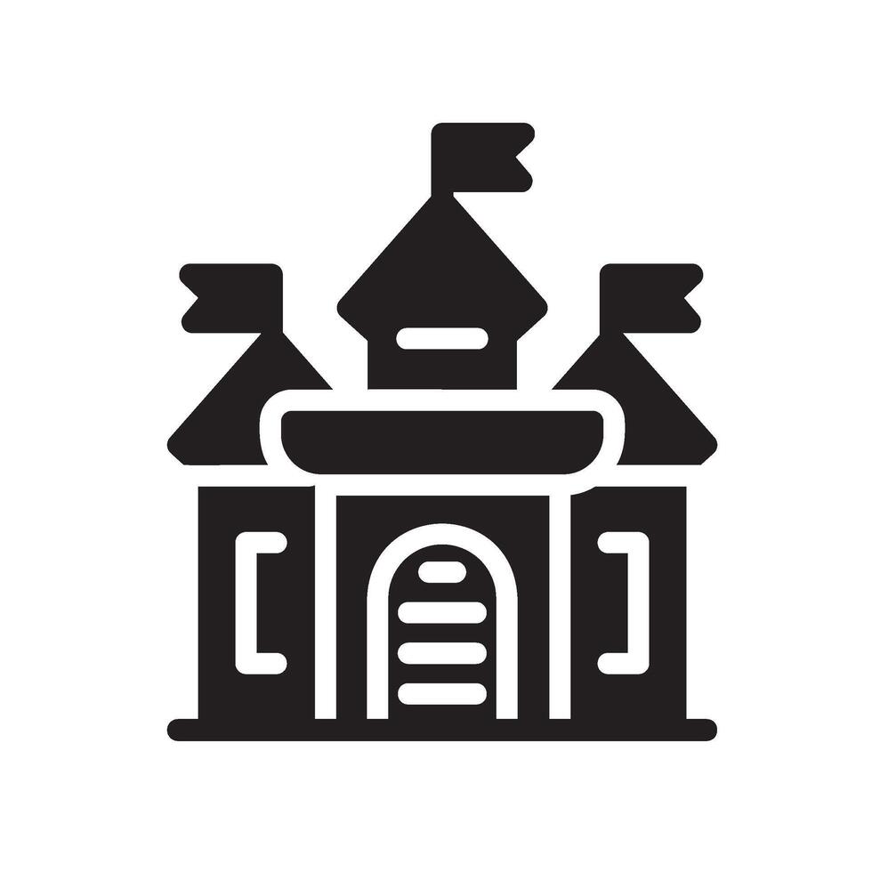 castle Glyph Icon White Background vector