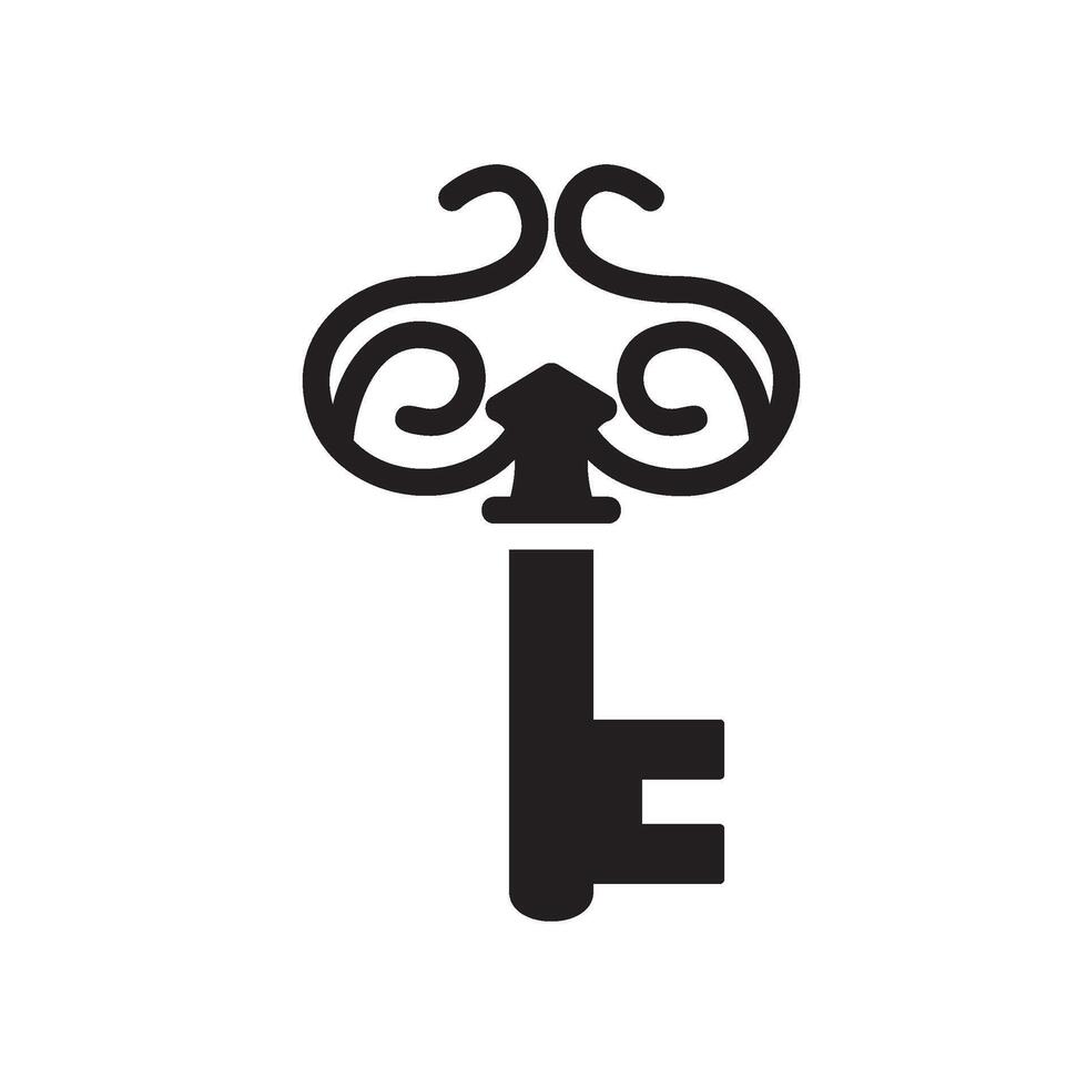 gold key Glyph Icon White Background vector