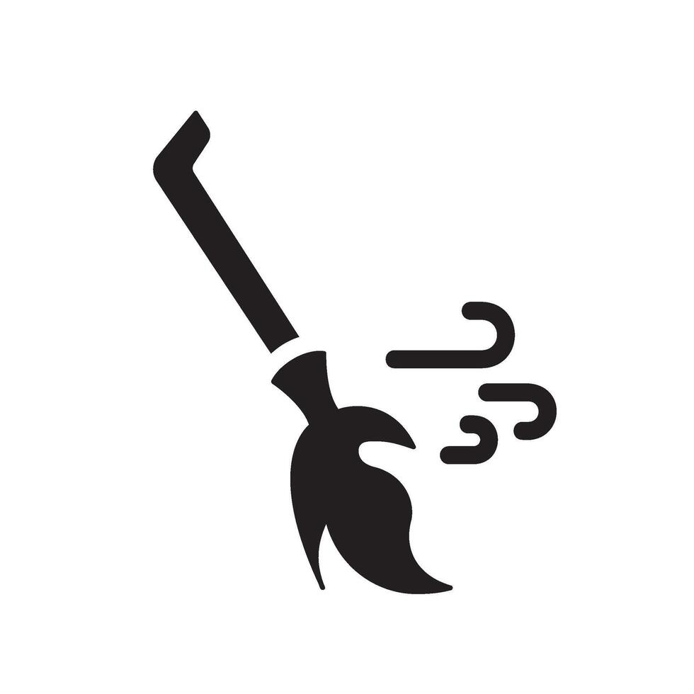 magic broom Glyph Icon White Background vector