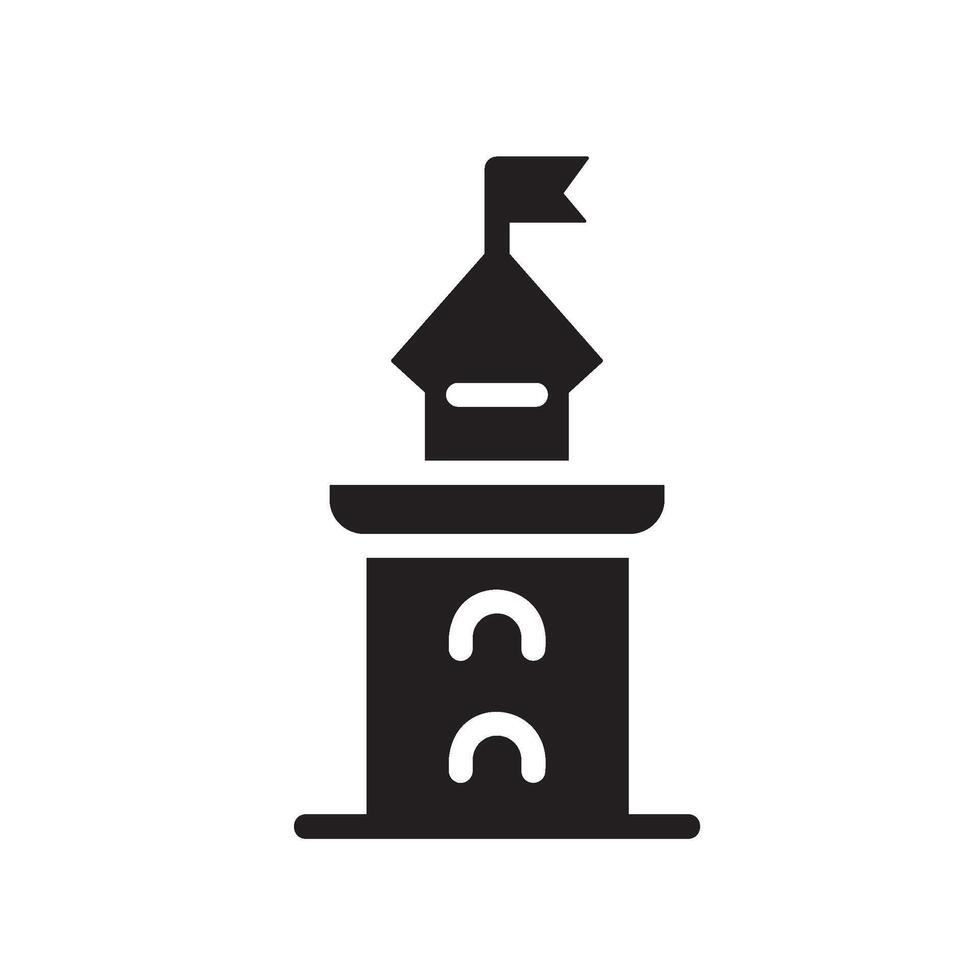 tower Glyph Icon White Background vector