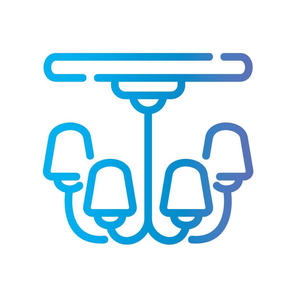 chandelier Line Gradient Icon White Background vector