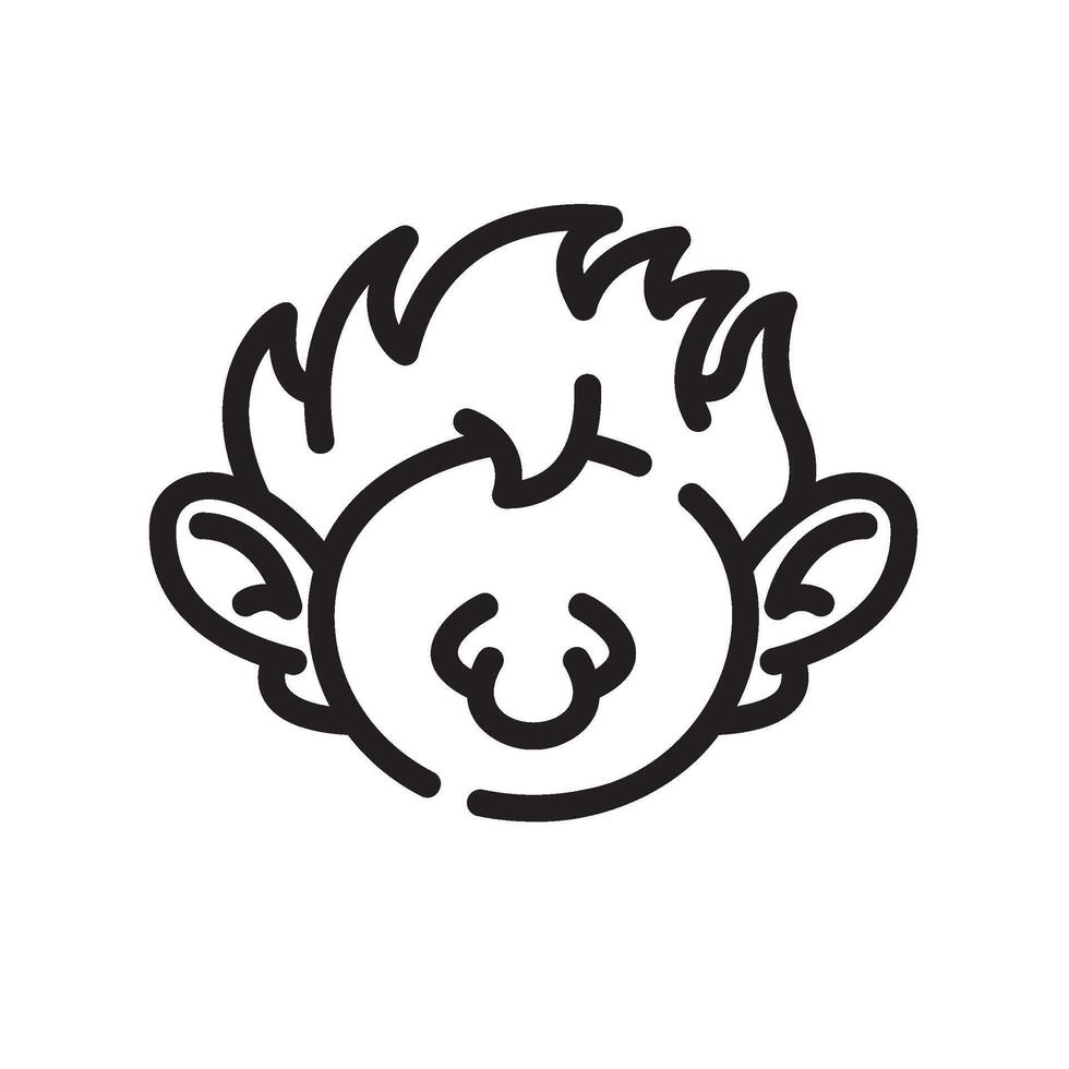 orc Line Icon White Background vector