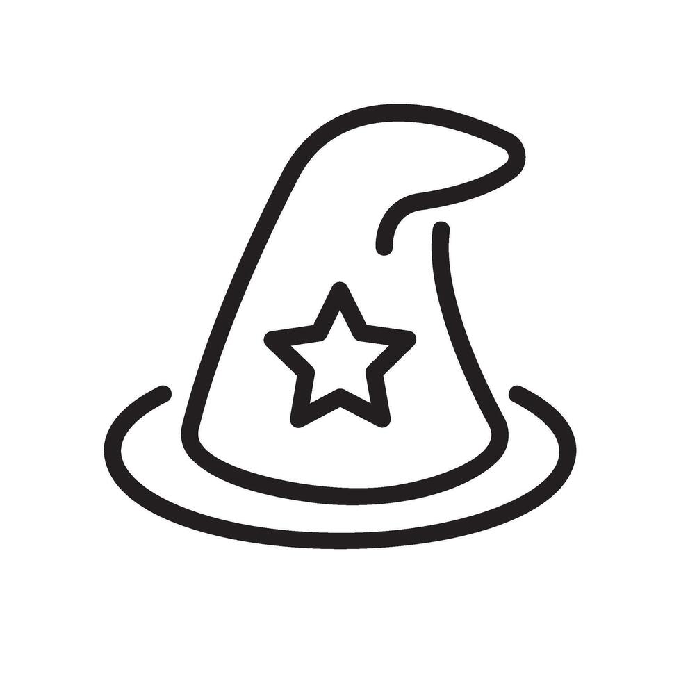 witch hat Line Icon White Background vector
