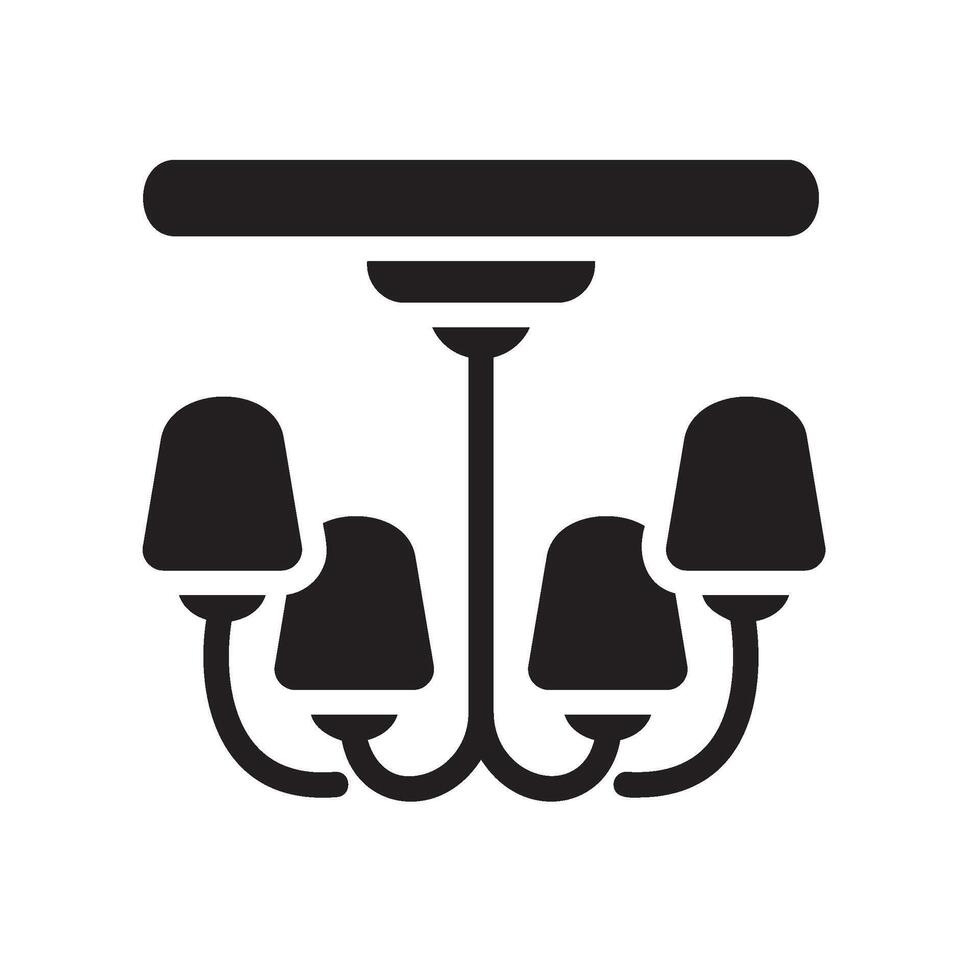 chandelier Glyph Icon White Background vector
