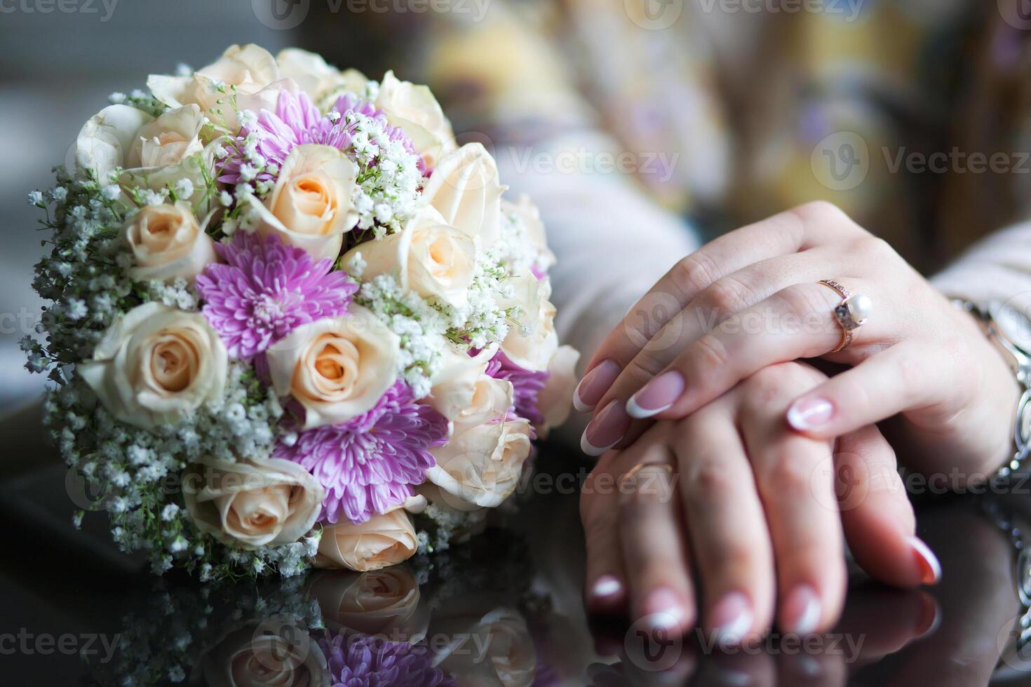 Hand with flowers photo