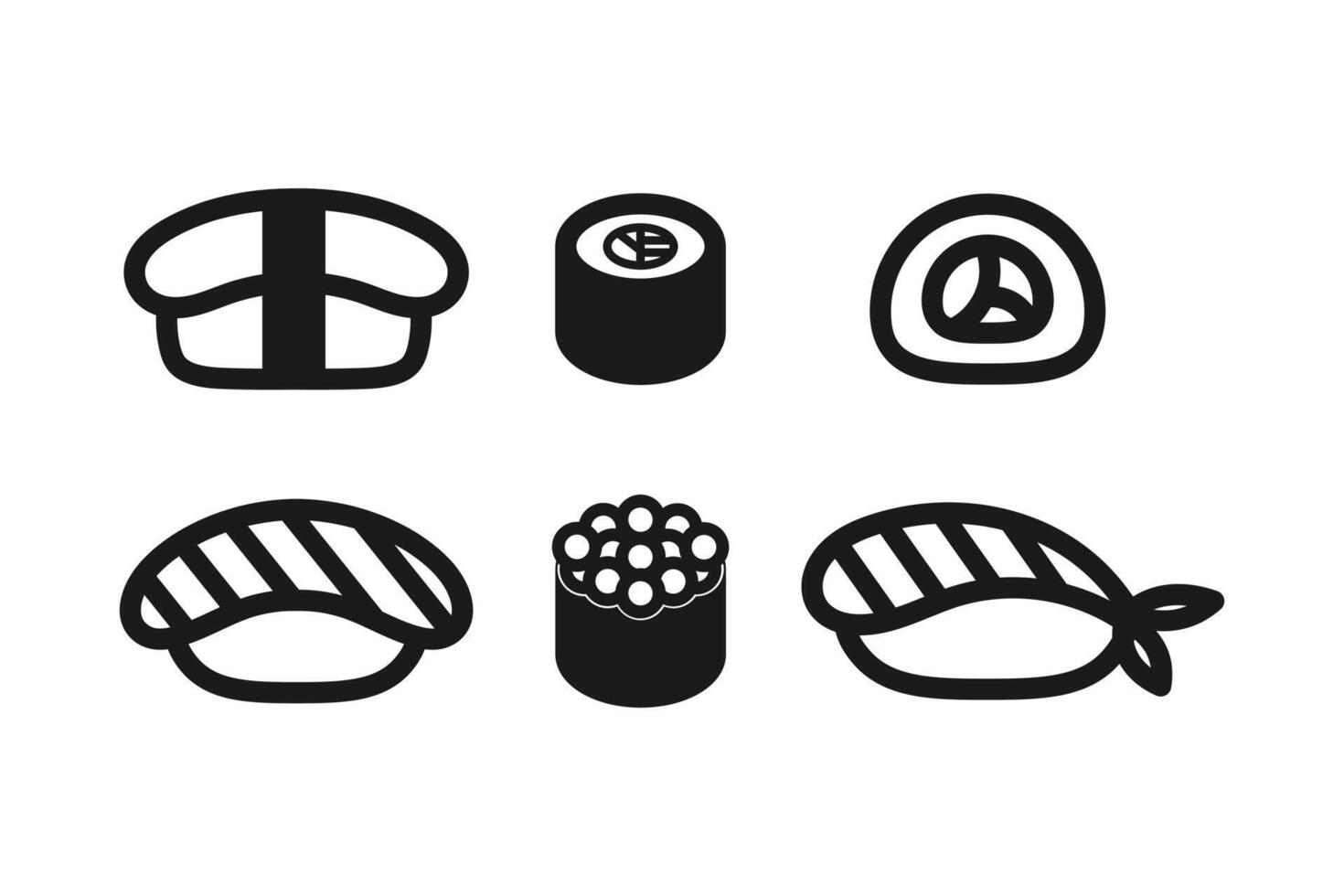 sushi japanese food line icon set vector
