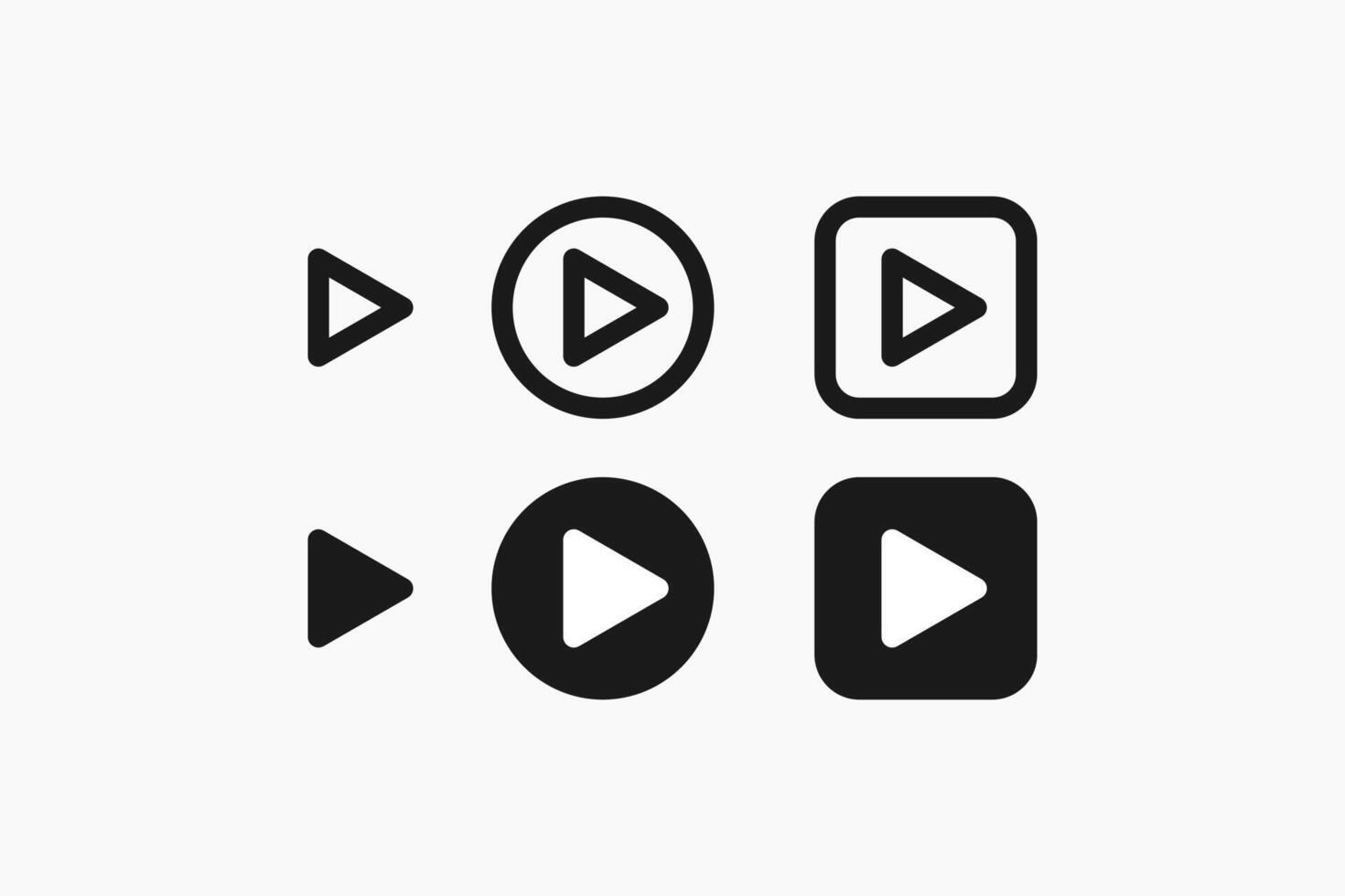 play and media icons line and flat set vector