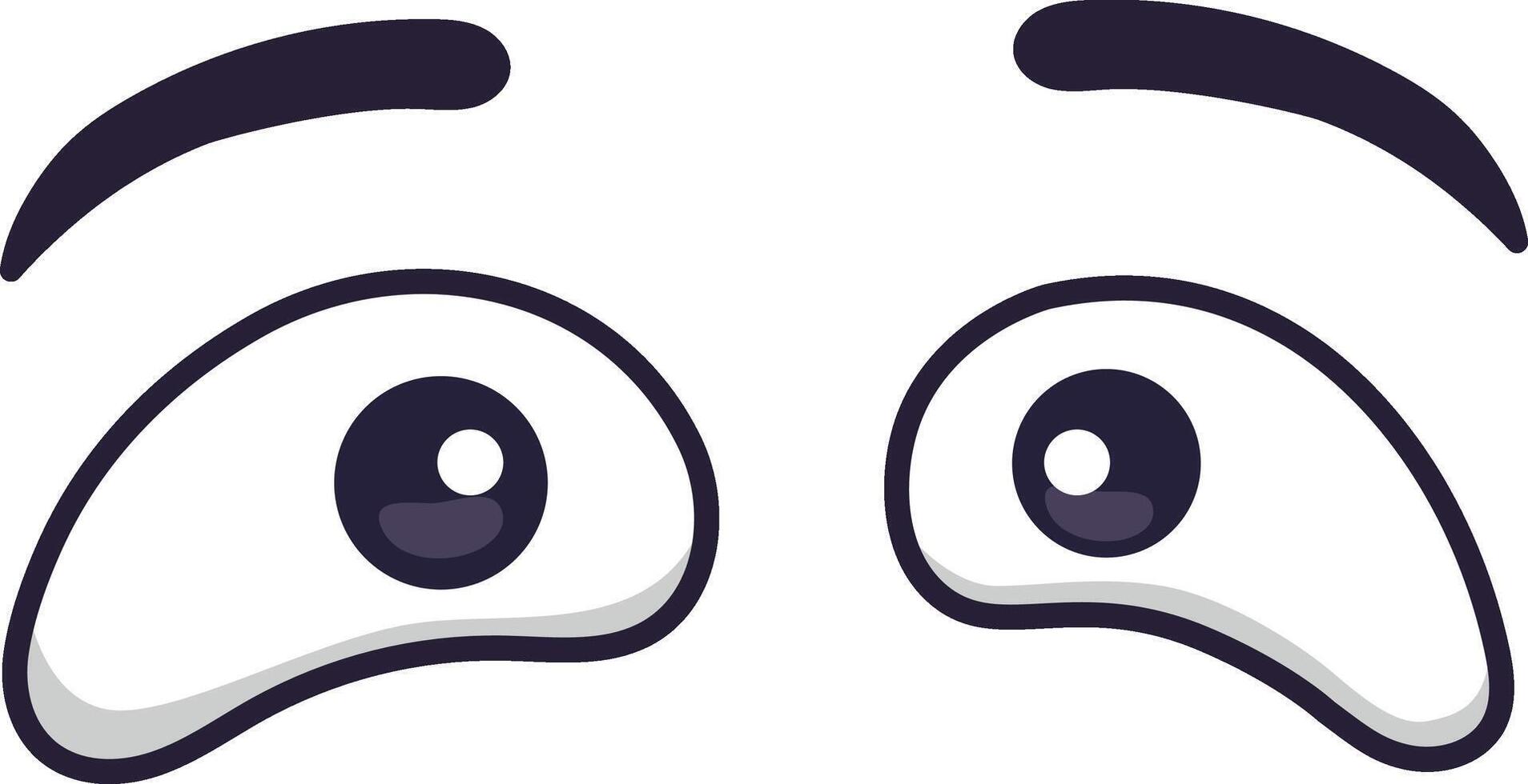 Cartoon eyes looking up with raised eyebrows, vividly expressing emotions of fear, worry, concern, and anxiety in a simple doodle style illustration vector