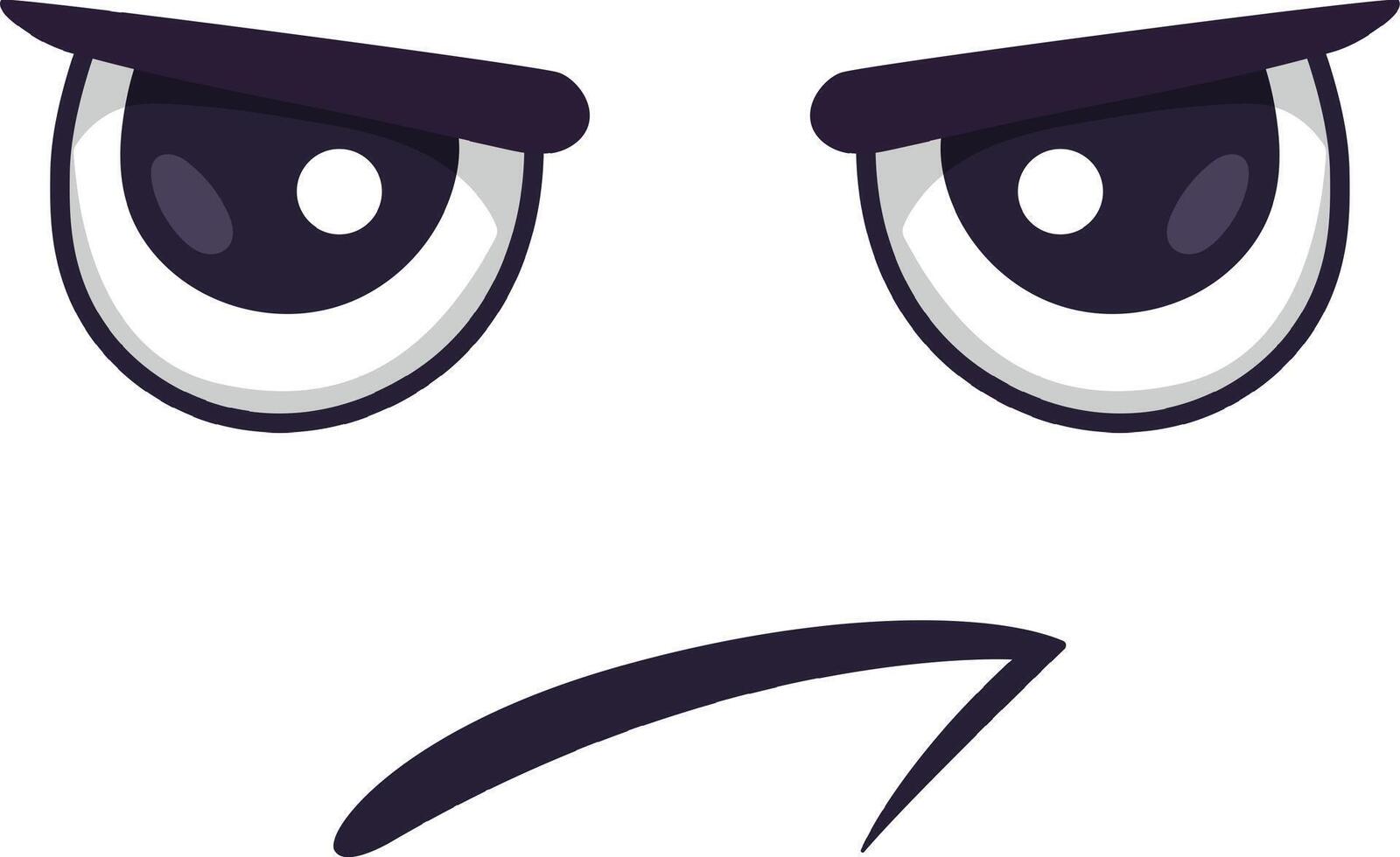 Cartoon face with frowning mouth and eyebrows showing an angry expression, creating a simple yet impactful visual representation of negative emotions vector