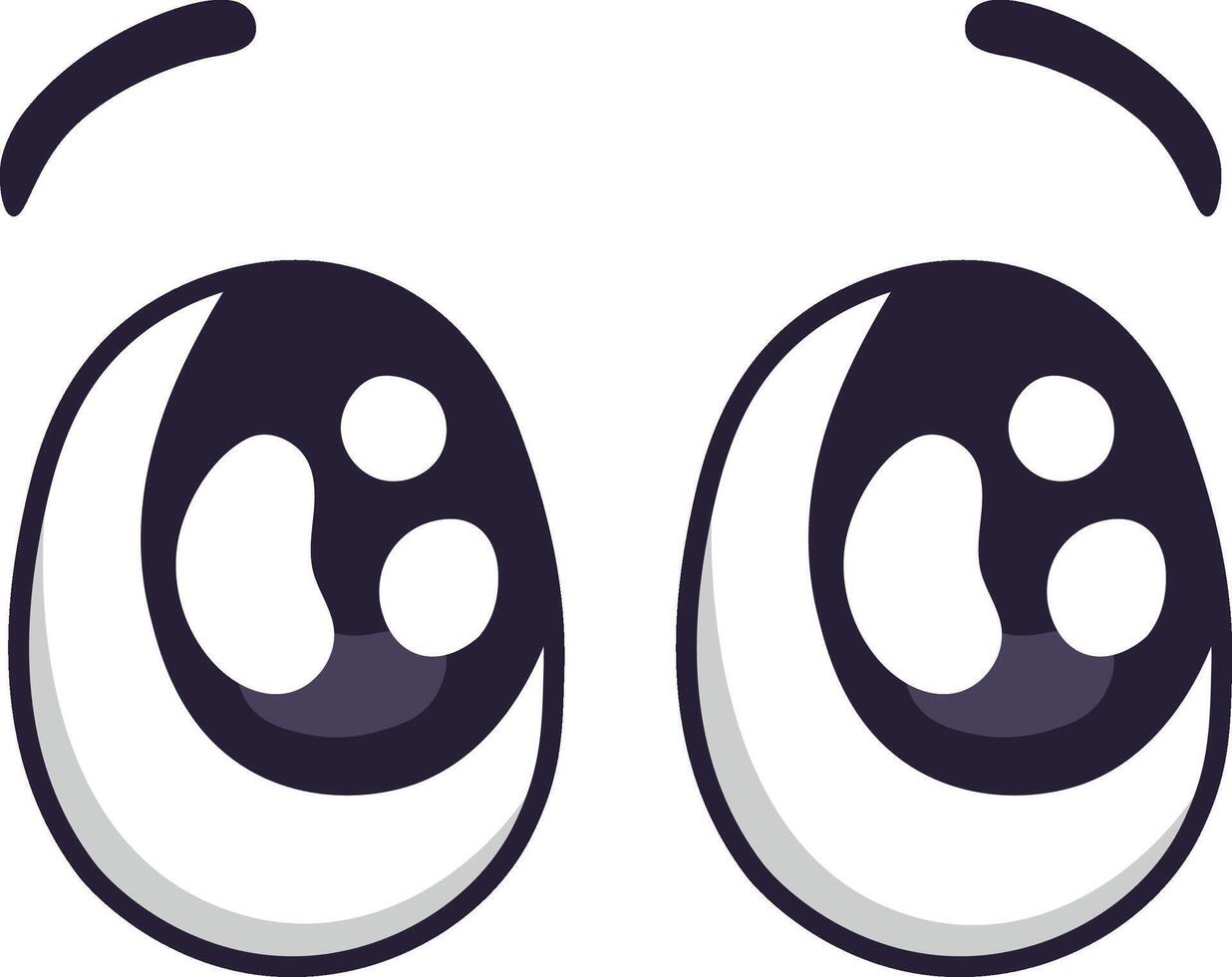 Cartoon eyes expressing surprise or curiosity, featuring large pupils and raised eyebrows, creating a comical and expressive look suitable for various design projects vector