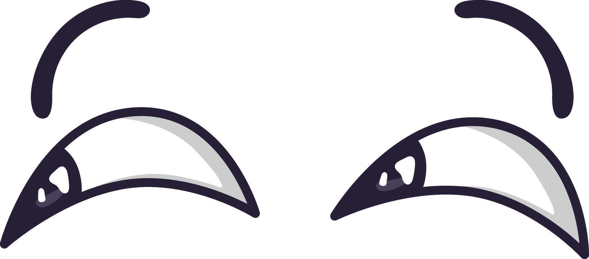 Cartoon eyes are expressing boredom and skepticism, showcasing a range of funny facial expressions and human emotions in a doodle style illustration vector