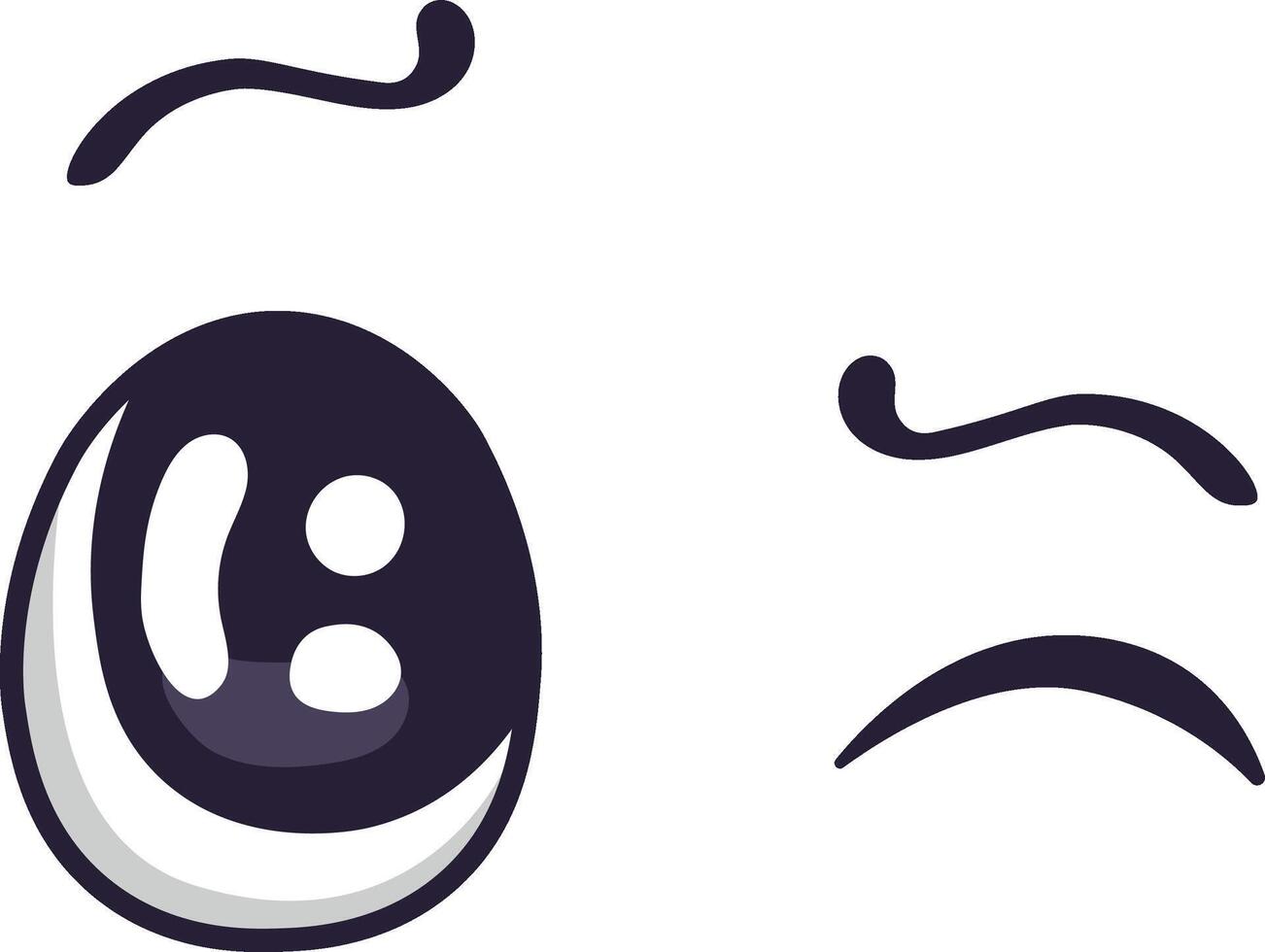 Winking cartoon eye with a raised eyebrow, radiating happiness and amusement, creates a playful expression. Simple illustration set against a white background adds charm and cheerfulness vector