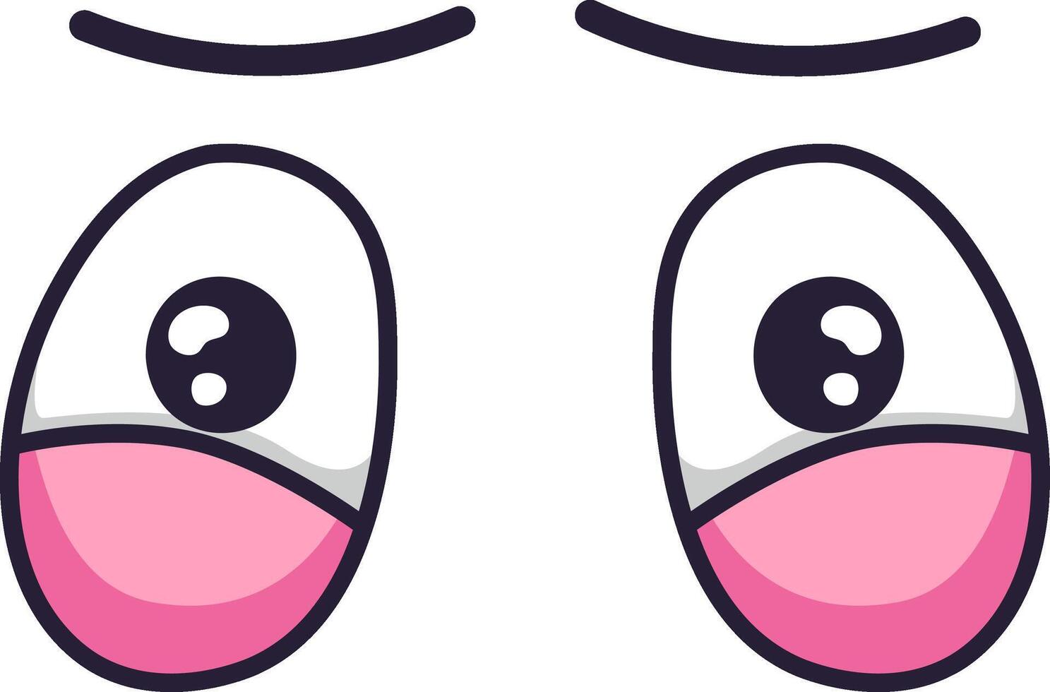 Pair of cartoon eyes with pink cheeks and raised eyebrows expressing sadness, disappointment, or worry, creating a relatable and expressive visual vector