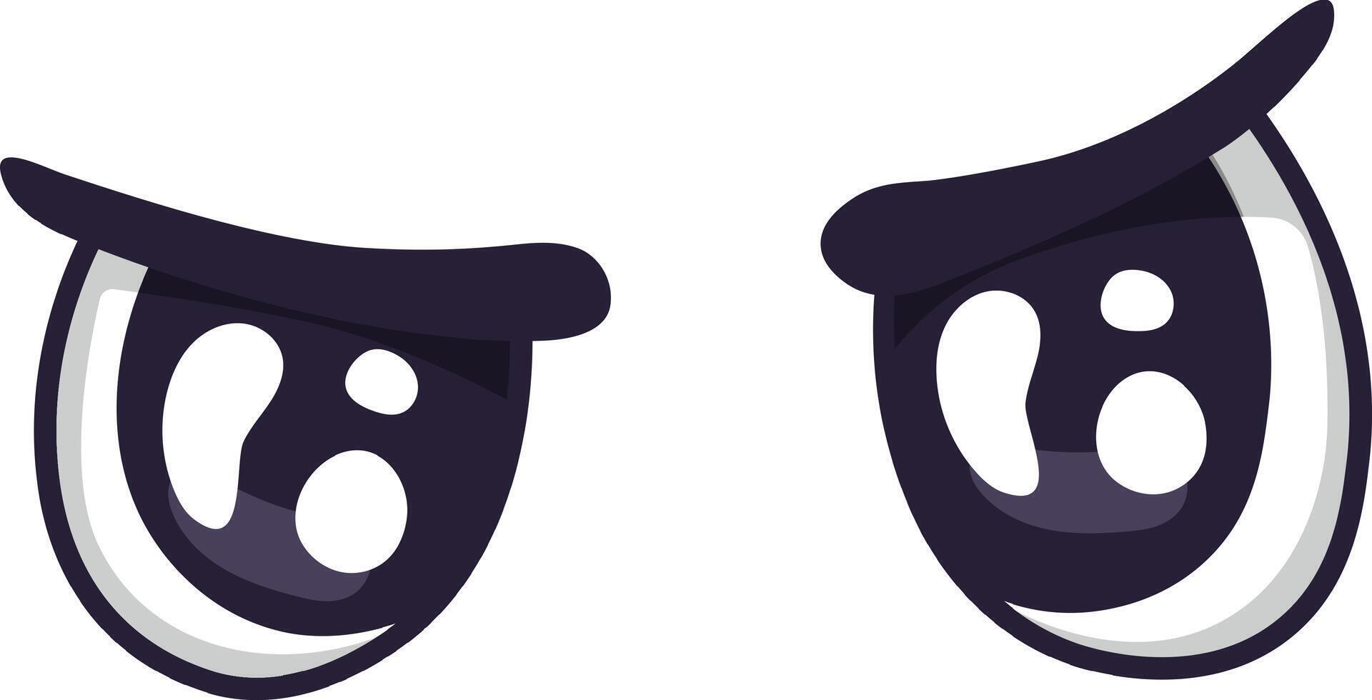 Cartoon eyes are expressing sadness with eyelids down and tears forming, creating a melancholic and expressive visual representation of sorrow vector