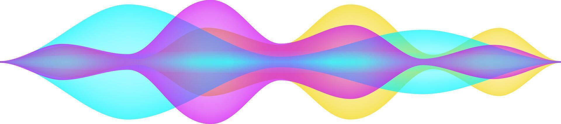 Colorful overlapping sound waves are creating a vibrant and dynamic visual representation of a digital audio signal, symbolizing music, sound design, or audio technology vector
