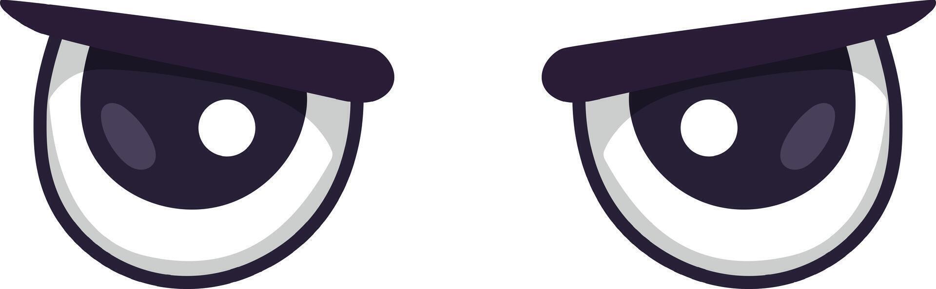 Cartoon eyes are expressing negative emotions, possibly anger or annoyance, with furrowed brows and dark pupils, creating a dramatic and expressive visual vector