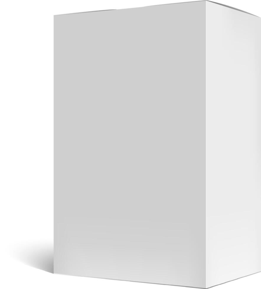 Realistic white cardboard box mockup casting a soft shadow on a clean white background, ideal for presenting packaging designs and branding concepts with clarity and style vector