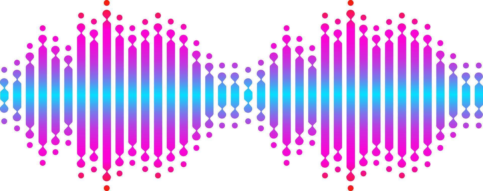 Colorful sound waves are visualized with a vibrant gradient, creating an abstract representation of audio signals, music waveforms, or digital studio equalizer effects vector