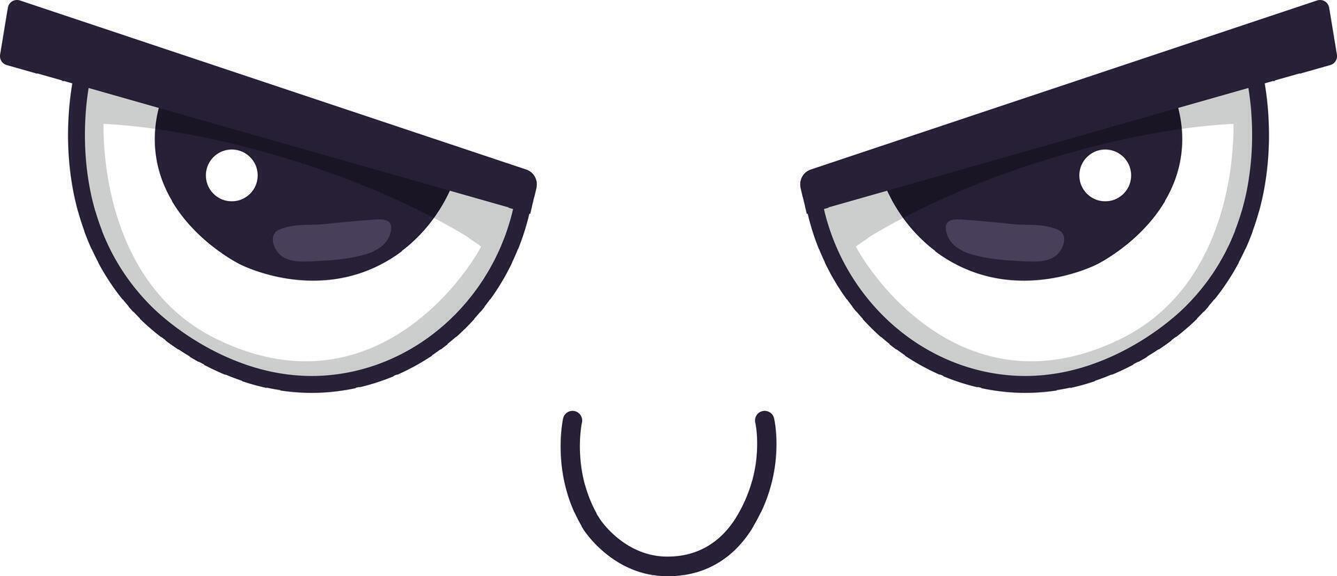 Cartoon face features narrowed eyes and a slight smile, conveying a passive aggressive expression, ideal for illustrating sarcasm, subtle anger, or mixed emotions vector