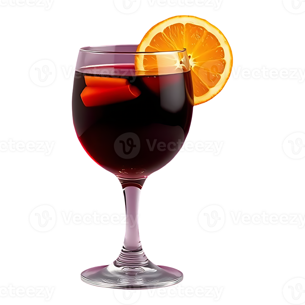A glass of wine with an orange slice png