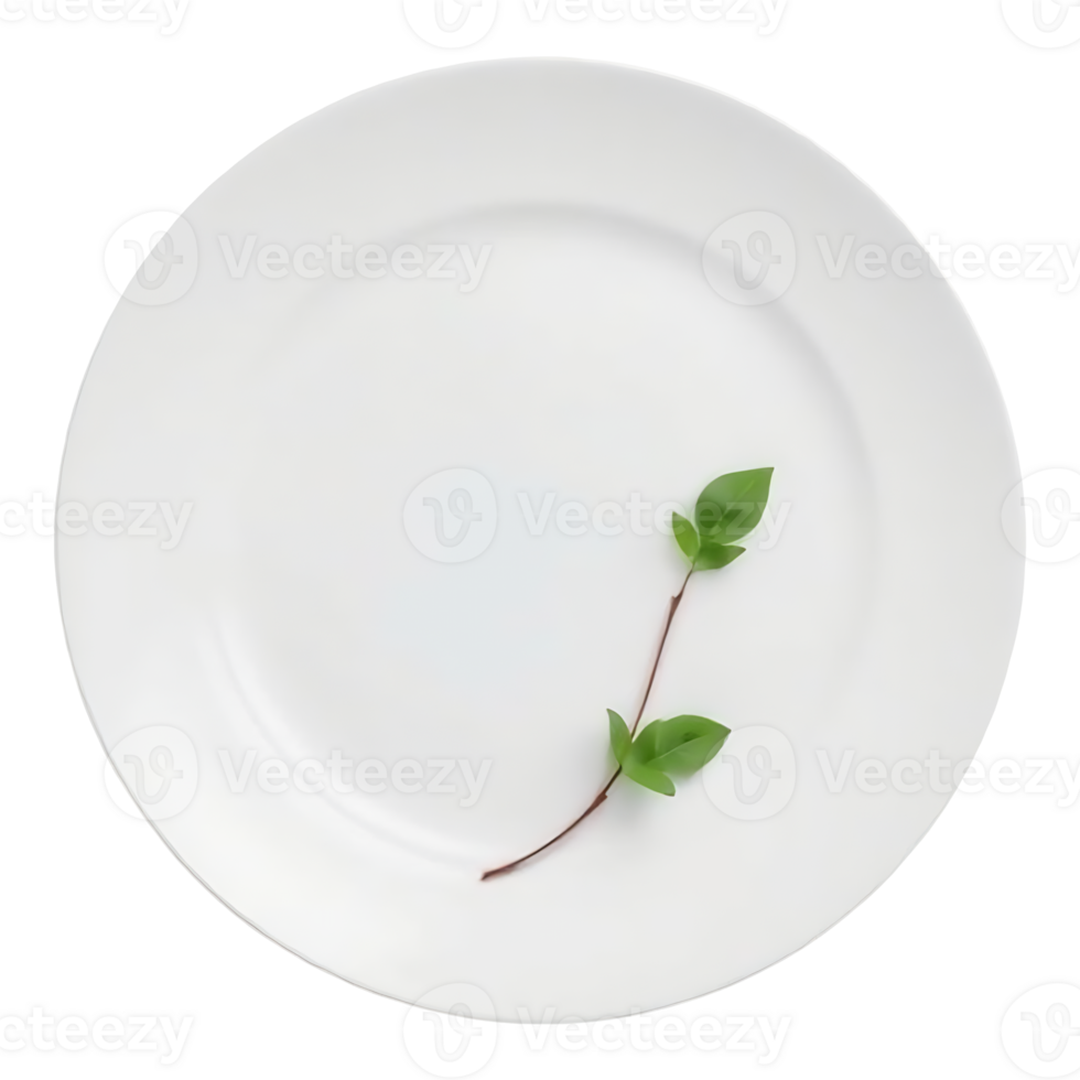 A white plate with a leaf on it png