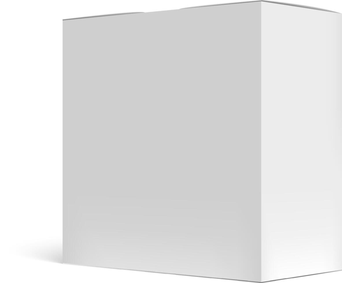 Closed vertical rectangular white cardboard packaging box mockup casting a shadow on a white background, ideal for showcasing product designs and branding vector
