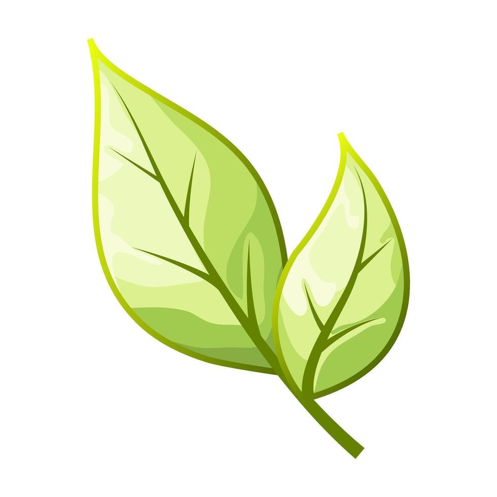 Ecology icon two green leaves. vector