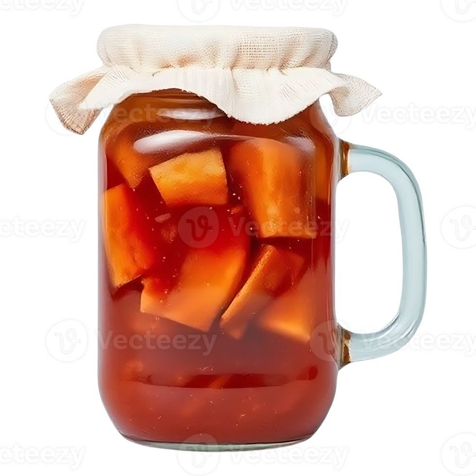 A jar filled with fruit and a cloth around it png