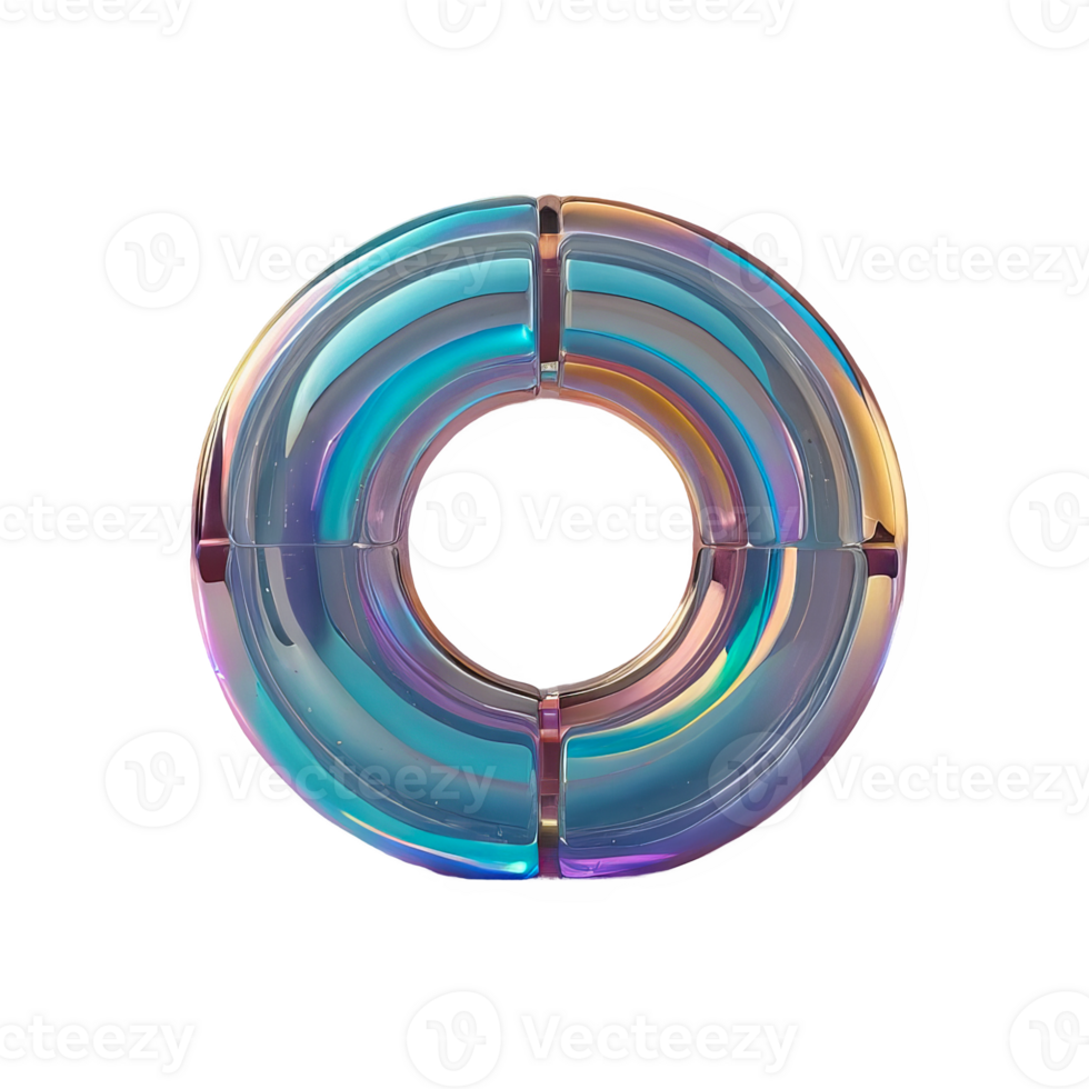 3D chrome element in Y2K style, isolated background, liquid holographic metal. Multicolored, and shiny object, circle made of glass, shiny reflective surface. png